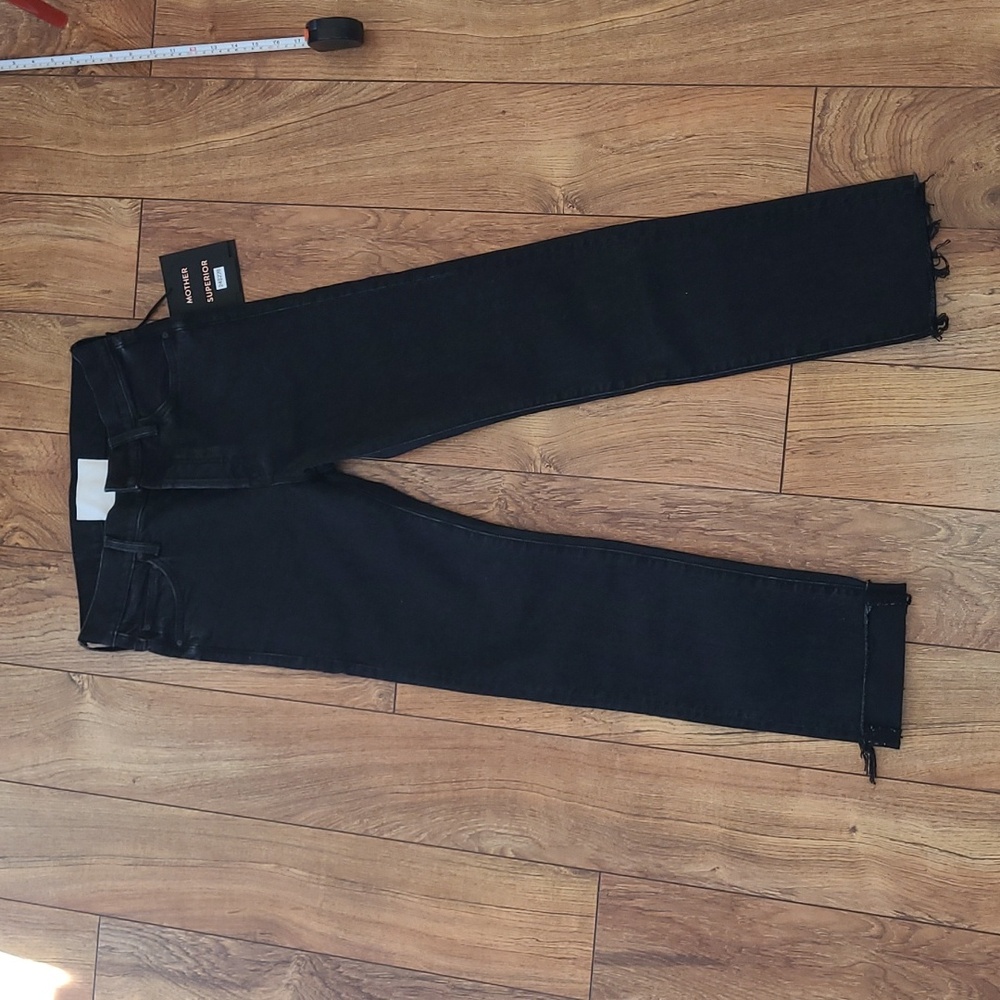 NWT****Mother Superior Jeans Black The Scrapper Cuff Ankle Fray Size 24